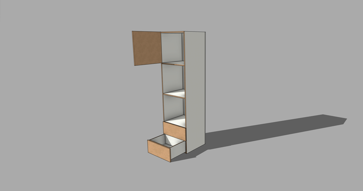 FRM_STKD_OVEN_2DRW_LH [ STACKED OVEN 2 DRAWERS SHELF ABOVE]