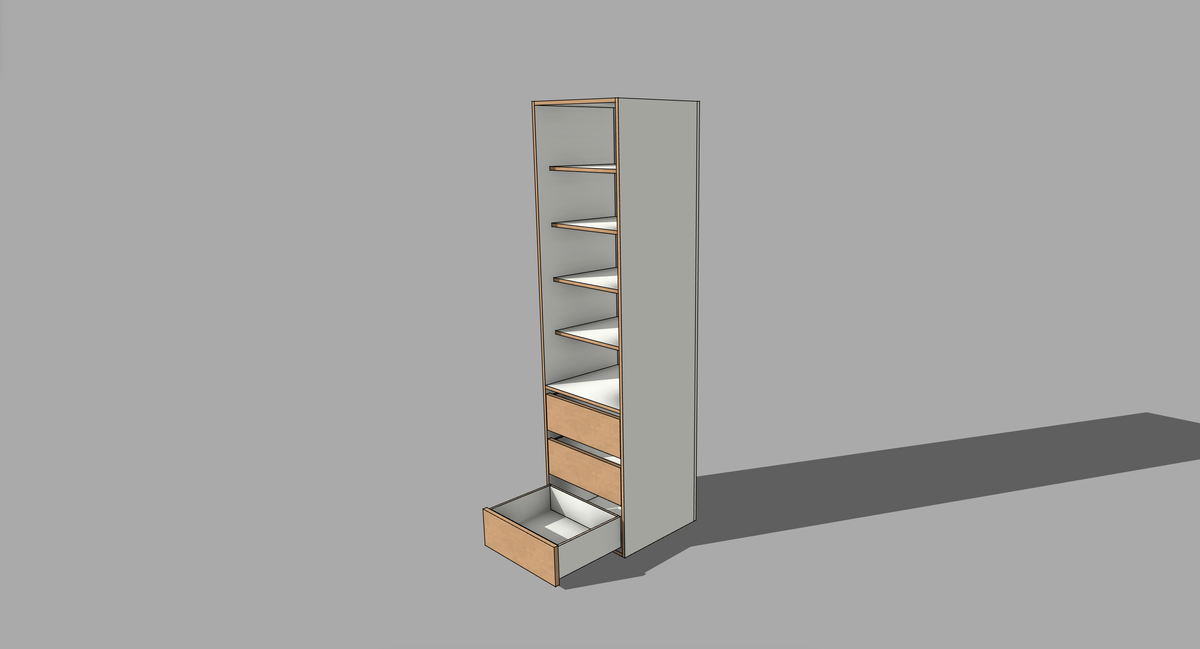 FRM_TDF_3DRW4SHELVES_O [ 3 DRAWERS, 4 SHELVES ]