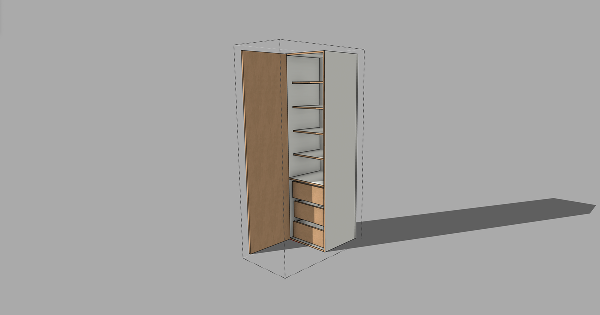 FRM_TDF_3DRW3SHELVESL [ 3 DRAWERS, 4 SHELVES, LH HINGED]