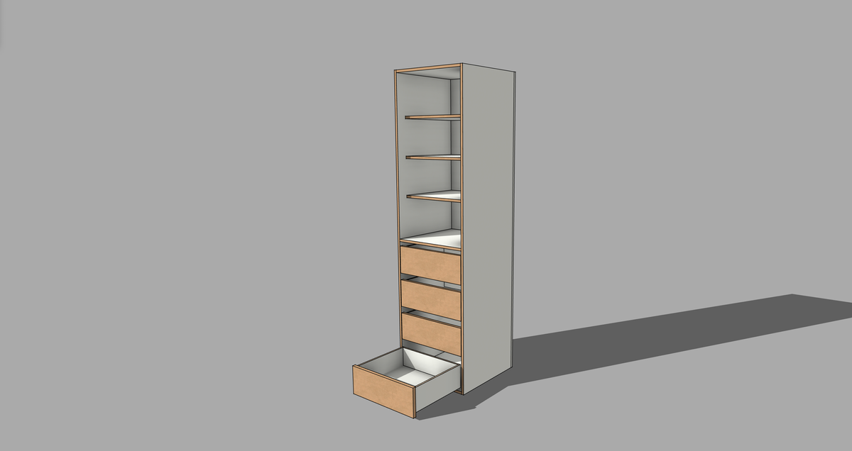 FRM_TDF_4DRW3SHELVES_O [ 4 DRAWER, 3 SHELVES OPEN]