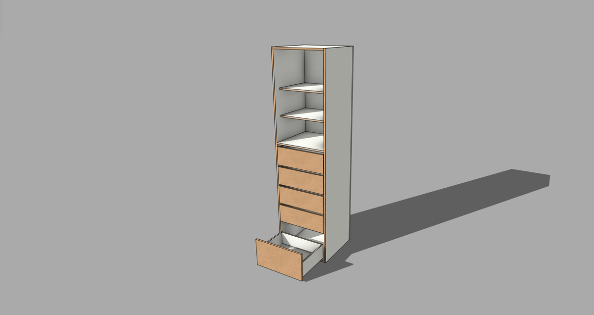 FRM_TDF_5DRW_SHELVES_OPI [ 5 DRAWERS, 2 SHELVES, OPEN]