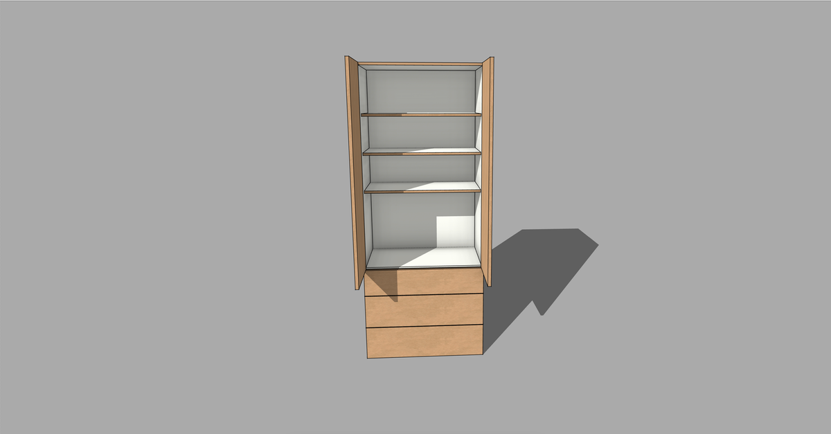 FRM_TDF_BREAKFAST_DBLE 3DRAWER [HINGED_3 SHELF, 3DRWERFRONT]