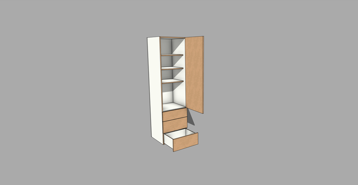 FRM_TDF_BREAKFAST_RHS 3DRAWER [HINGED_3 SHELF, 3DRWERFRONT]